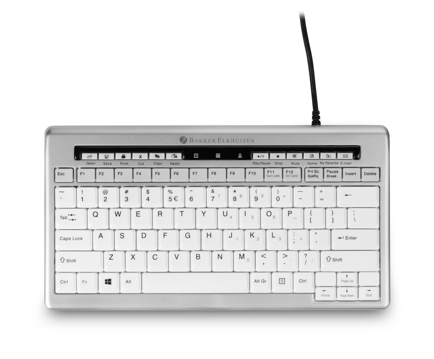 BakkerElkhuizen S-board 840 clavier USB AZERTY Belge Gris clair, Blanc sur